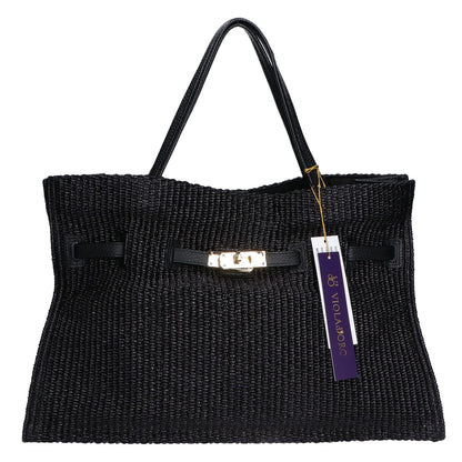 VIOLAd'ORO ヴィオラドーロ 【新品同様】112518-29-030-95-010 V-8865 ラフィアシート調 トートバッグ