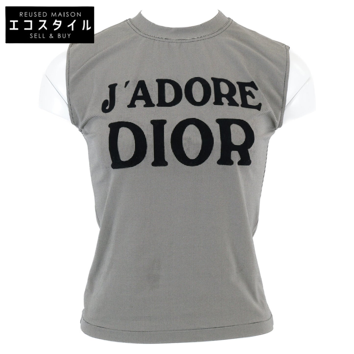 Christian Dior クリスチャンディオール 【国内正規】2A12155301 J'ADORE DIOR ハウンドトゥース ノースリーブ カットソー/ トップス F36