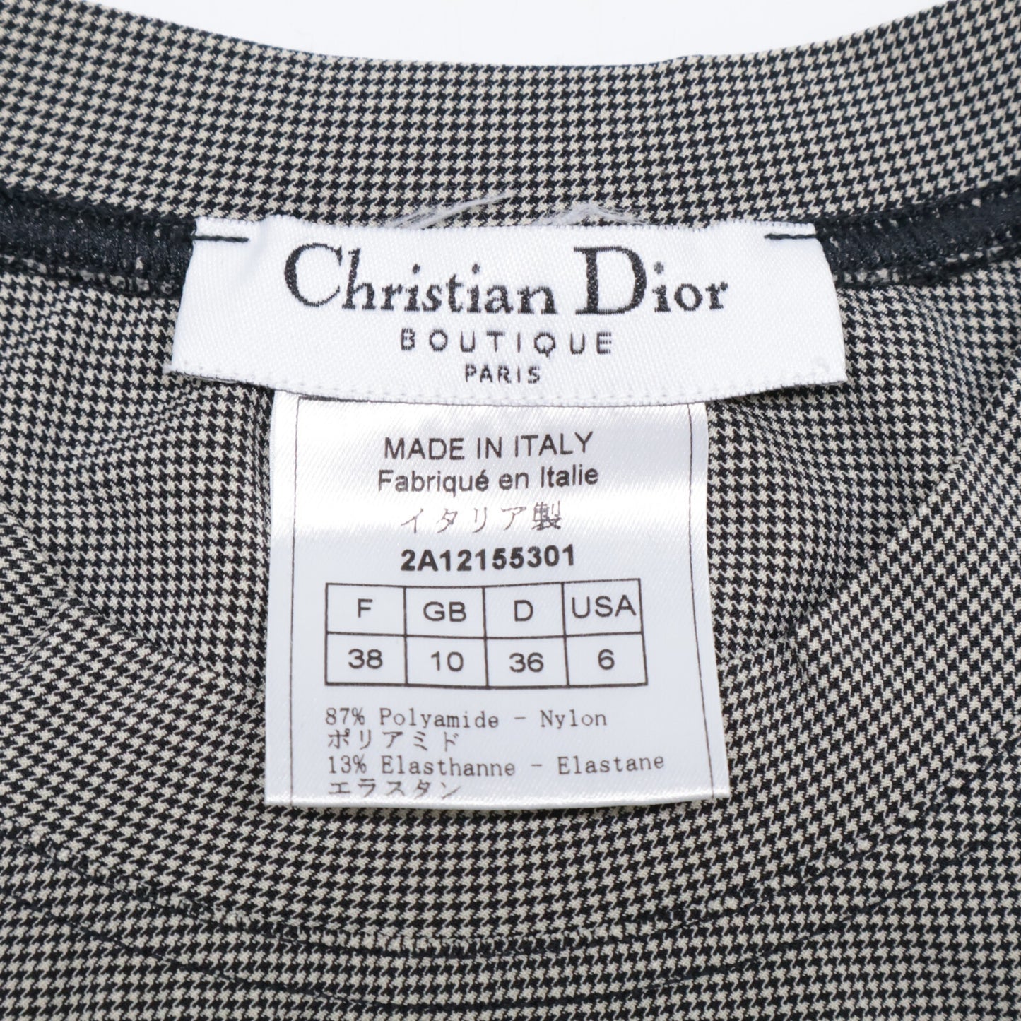 Christian Dior クリスチャンディオール 【国内正規】2A12155301 J'ADORE DIOR ハウンドトゥース ノースリーブ カットソー/ トップス F36