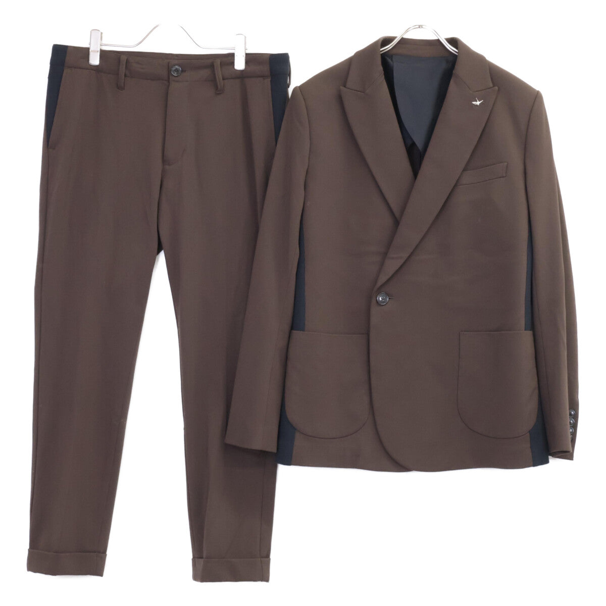 1piu1uguale3 ウノピゥウノウグァーレトレ ﾌﾞﾗｳﾝ RIB W-JKT,TAPERED SLACKS ｾｯﾄｱｯﾌﾟ V