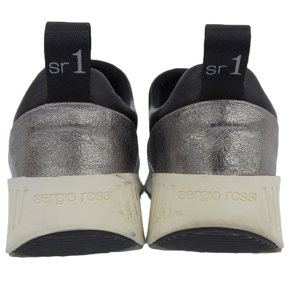 Sergio Rossi セルジオロッシ SR1 スニーカー シューズ レディース ブラック×シルバー 35 A80840 18年 シューズ 35