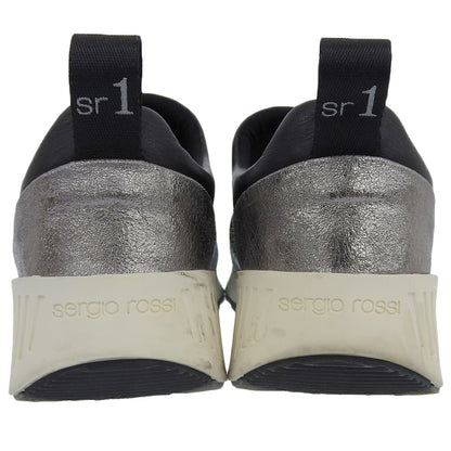 Sergio Rossi セルジオロッシ SR1 スニーカー シューズ レディース ブラック×シルバー 35 A80840 18年 シューズ 35
