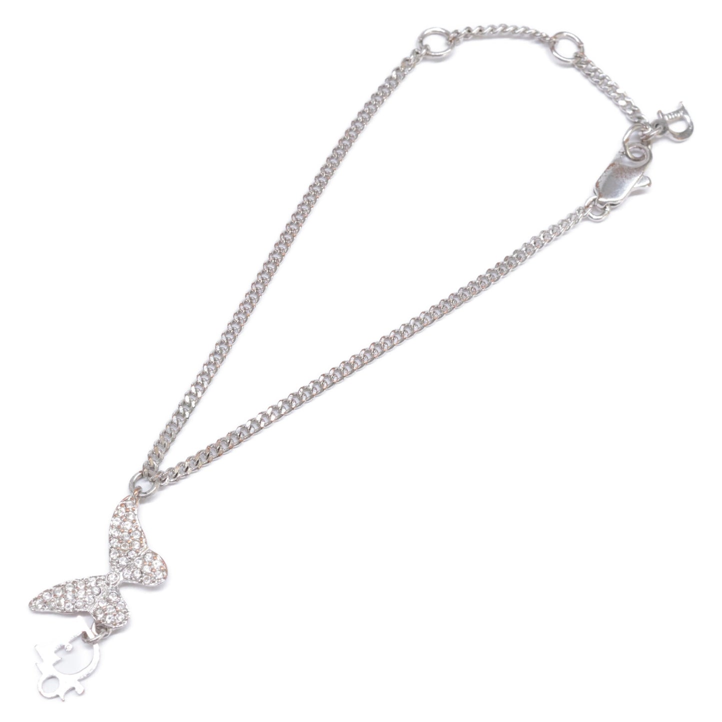 DIOR ディオール ロゴチャーム ラインストーン バタフライトップ チェーン ブレスレット