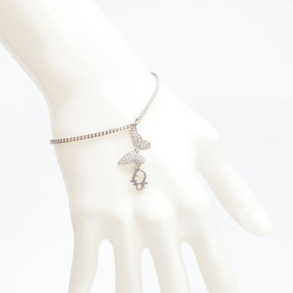 DIOR ディオール ロゴチャーム ラインストーン バタフライトップ チェーン ブレスレット