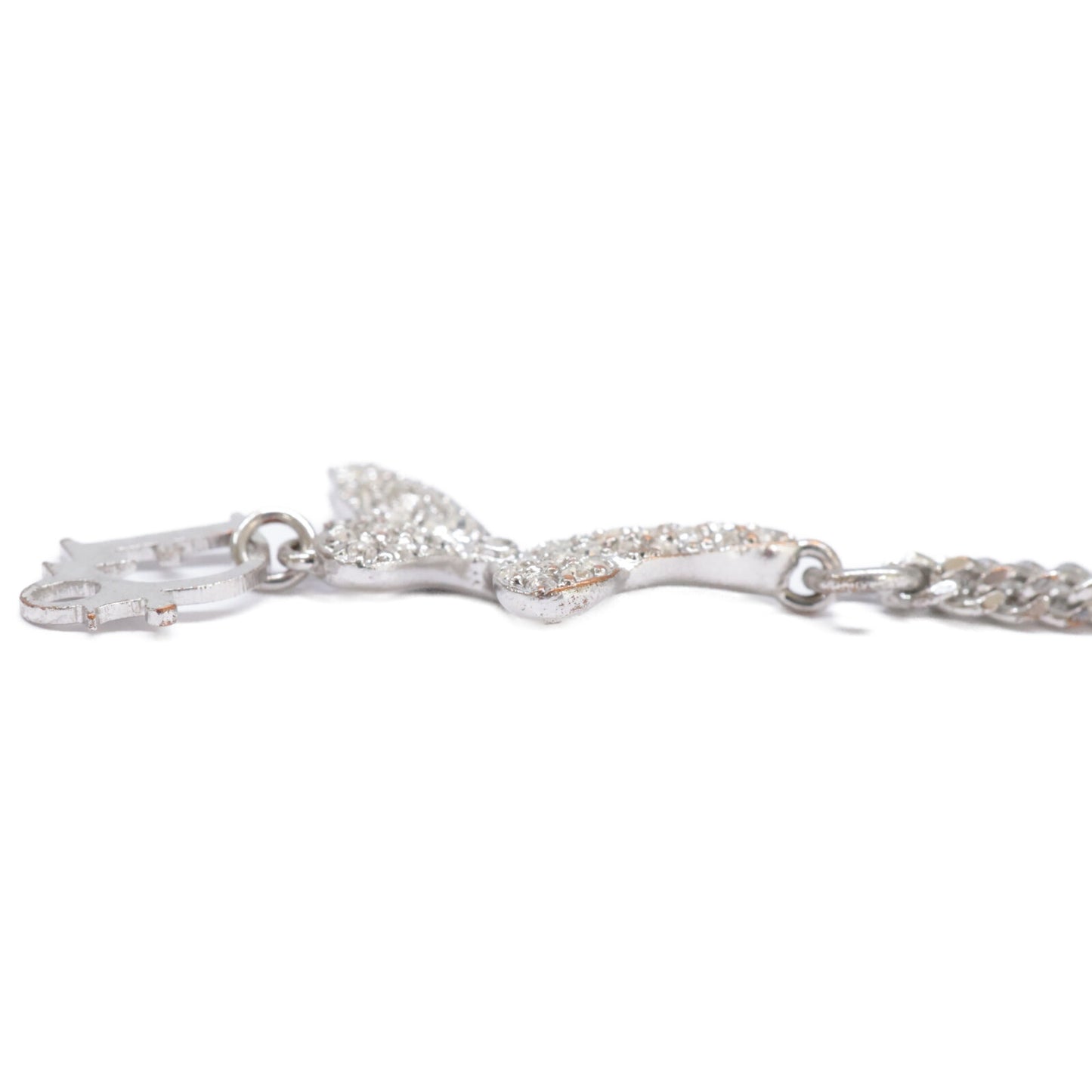 DIOR ディオール ロゴチャーム ラインストーン バタフライトップ チェーン ブレスレット