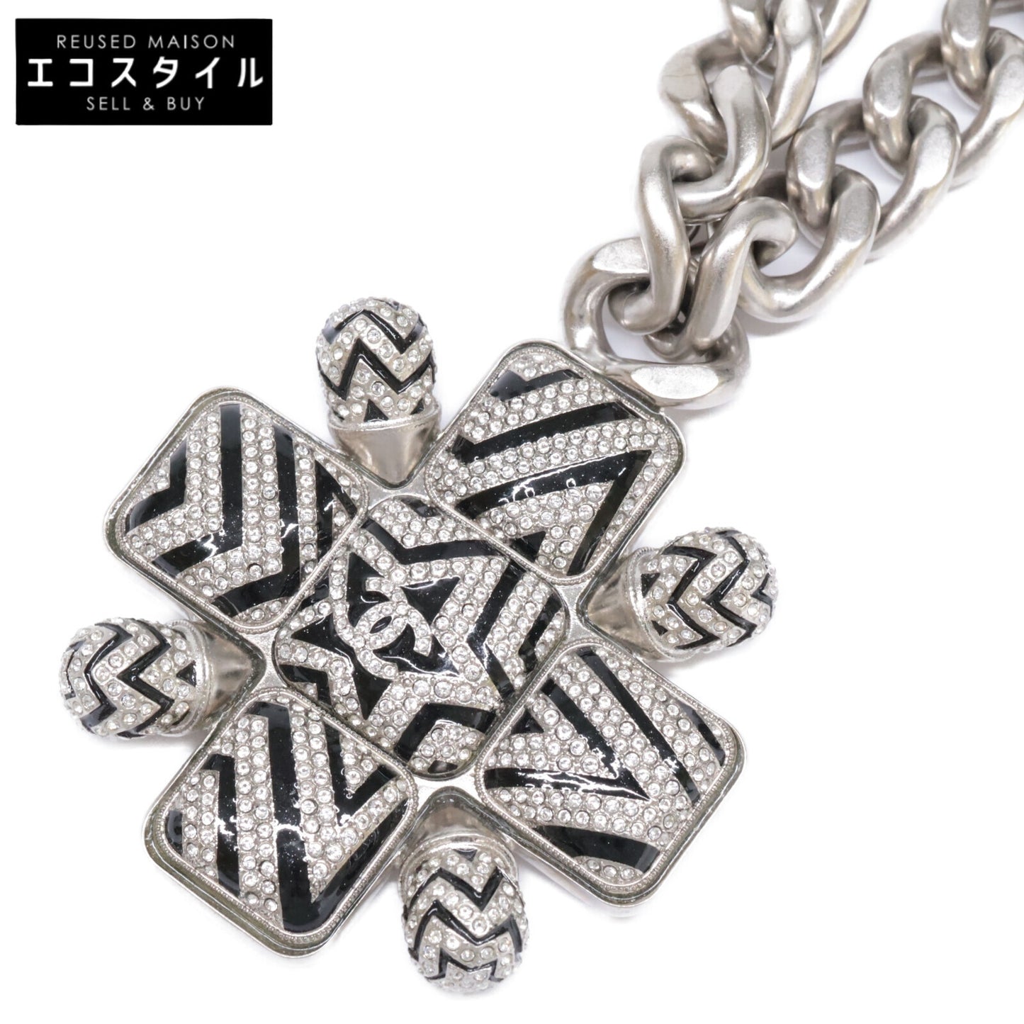 CHANEL シャネル 美品 A23K ココマーク スター ラインストーン ペンダント ネックレス