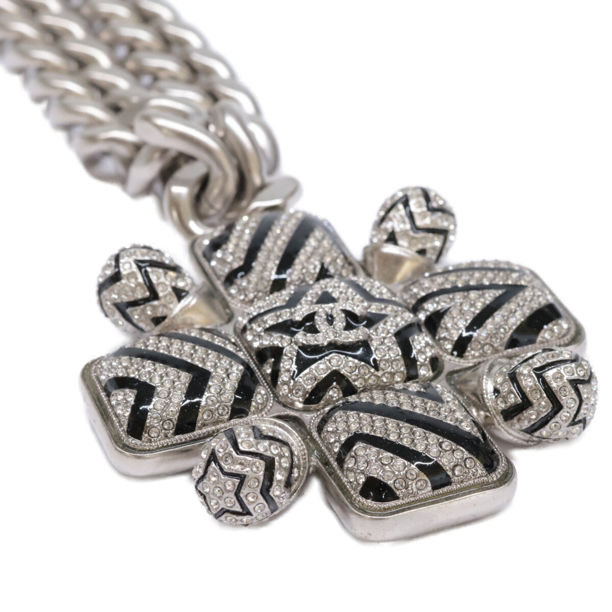 CHANEL シャネル 美品 A23K ココマーク スター ラインストーン ペンダント ネックレス