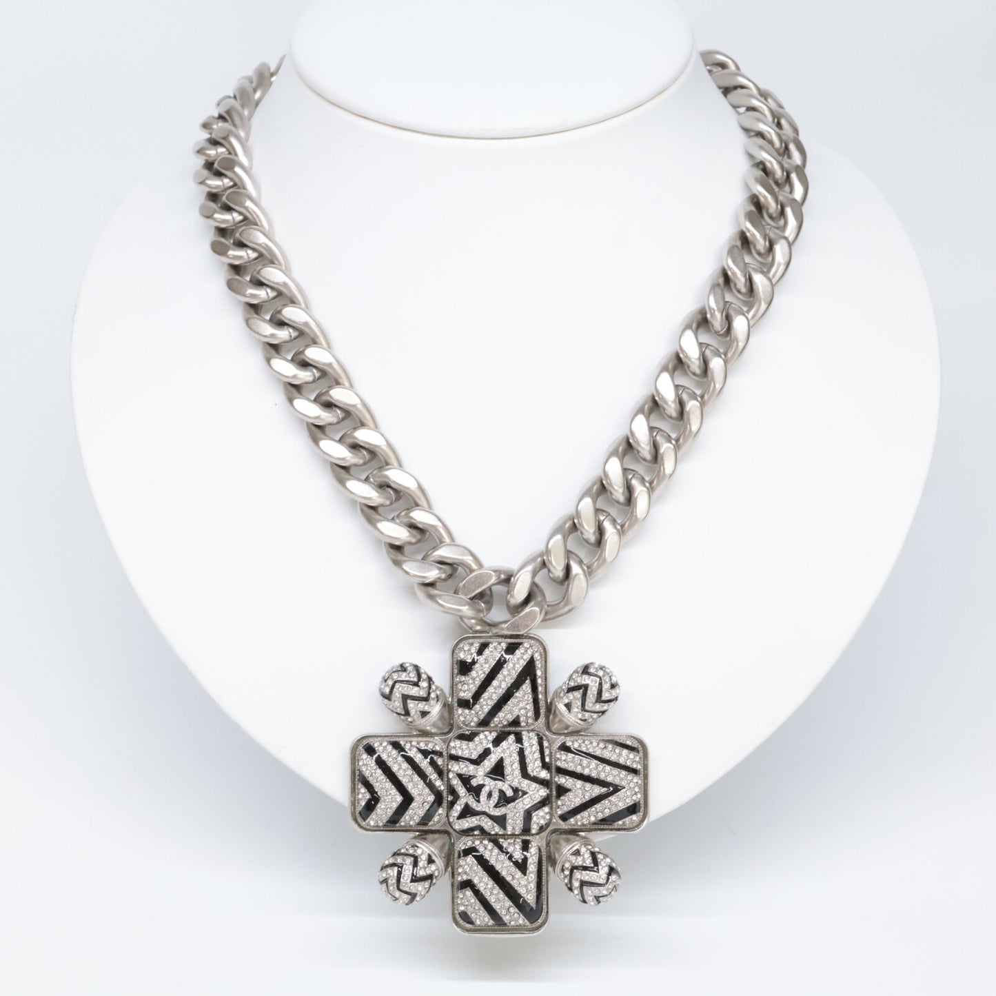 CHANEL シャネル 美品 A23K ココマーク スター ラインストーン ペンダント ネックレス