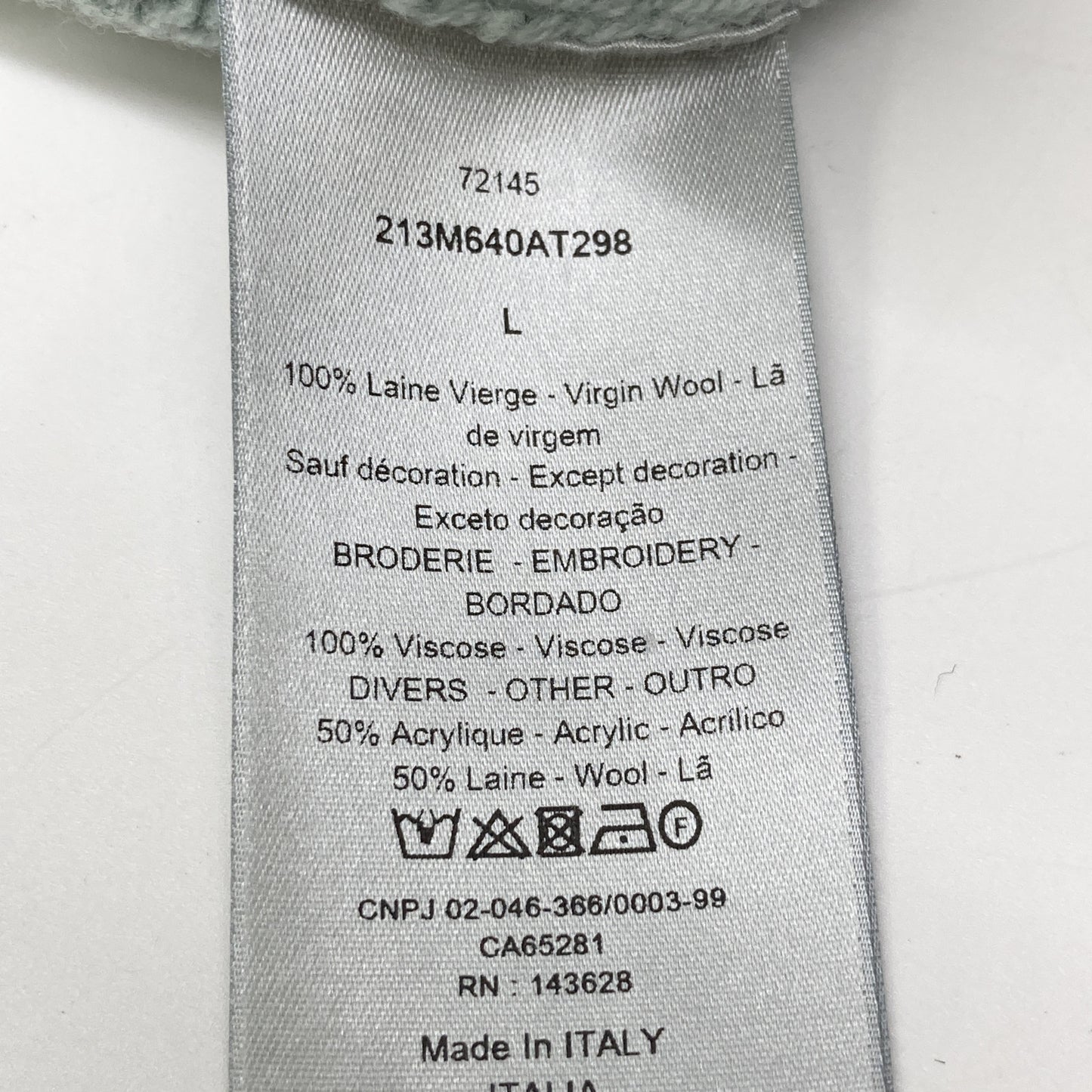 Dior HOMME ディオールオム 20年 213M640AT298 ﾐﾝﾄ ｳｰﾙ ｱﾄﾘｴﾛｺﾞ ﾆｯﾄｾｰﾀｰ トップス L