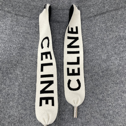 CELINE セリーヌ 2A54Q402P ｸﾞﾚｰ ｶｼﾐﾔ混 ﾄﾞﾛｰｺｰﾄﾞ ｼﾞｮｶﾞｰﾛﾝｸﾞﾊﾟﾝﾂ ボトムス S