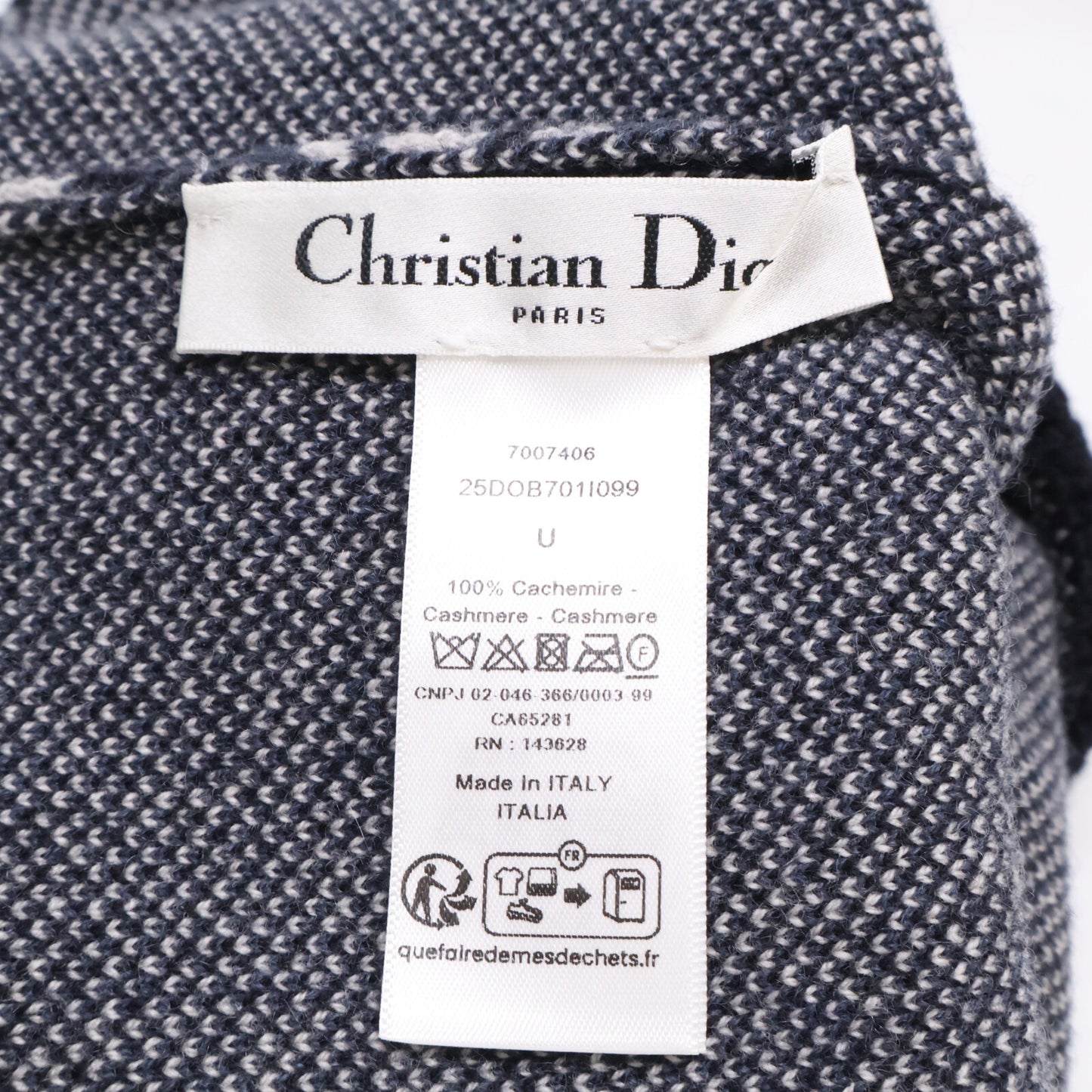 Christian Dior クリスチャンディオール 【美品】25DOB701I099 オブリーク カシミヤ ポンポン ビーニー / ニット帽 帽子