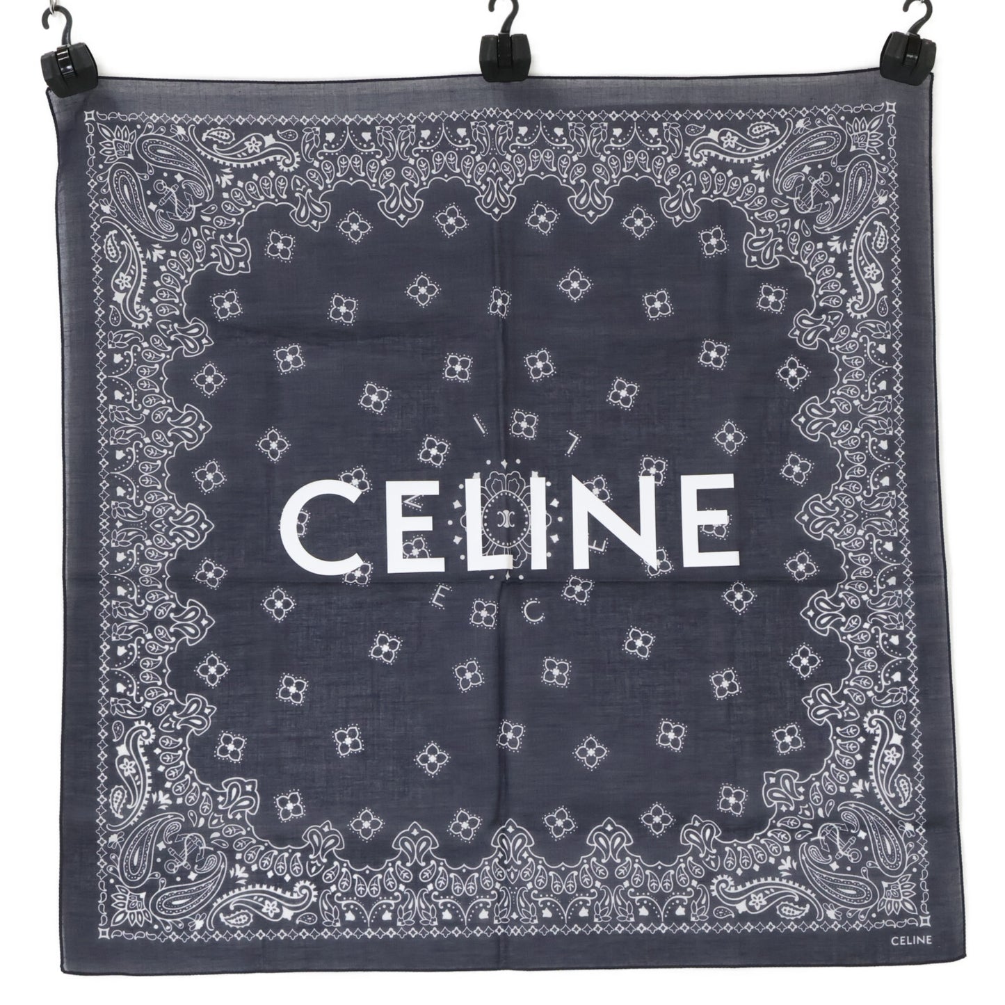 CELINE セリーヌ 【美品】ロゴプリント ペイズリー バンダナ スカーフ