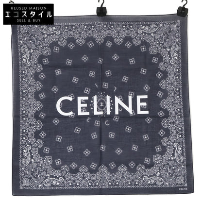 CELINE セリーヌ 【美品】ロゴプリント ペイズリー バンダナ スカーフ