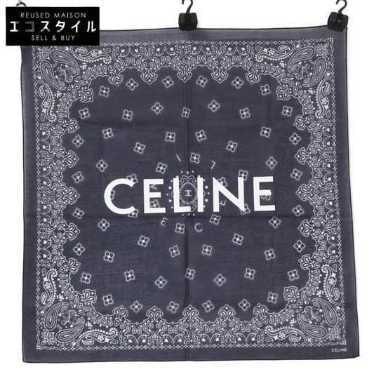 CELINE セリーヌ 【美品】ロゴプリント ペイズリー バンダナ スカーフ