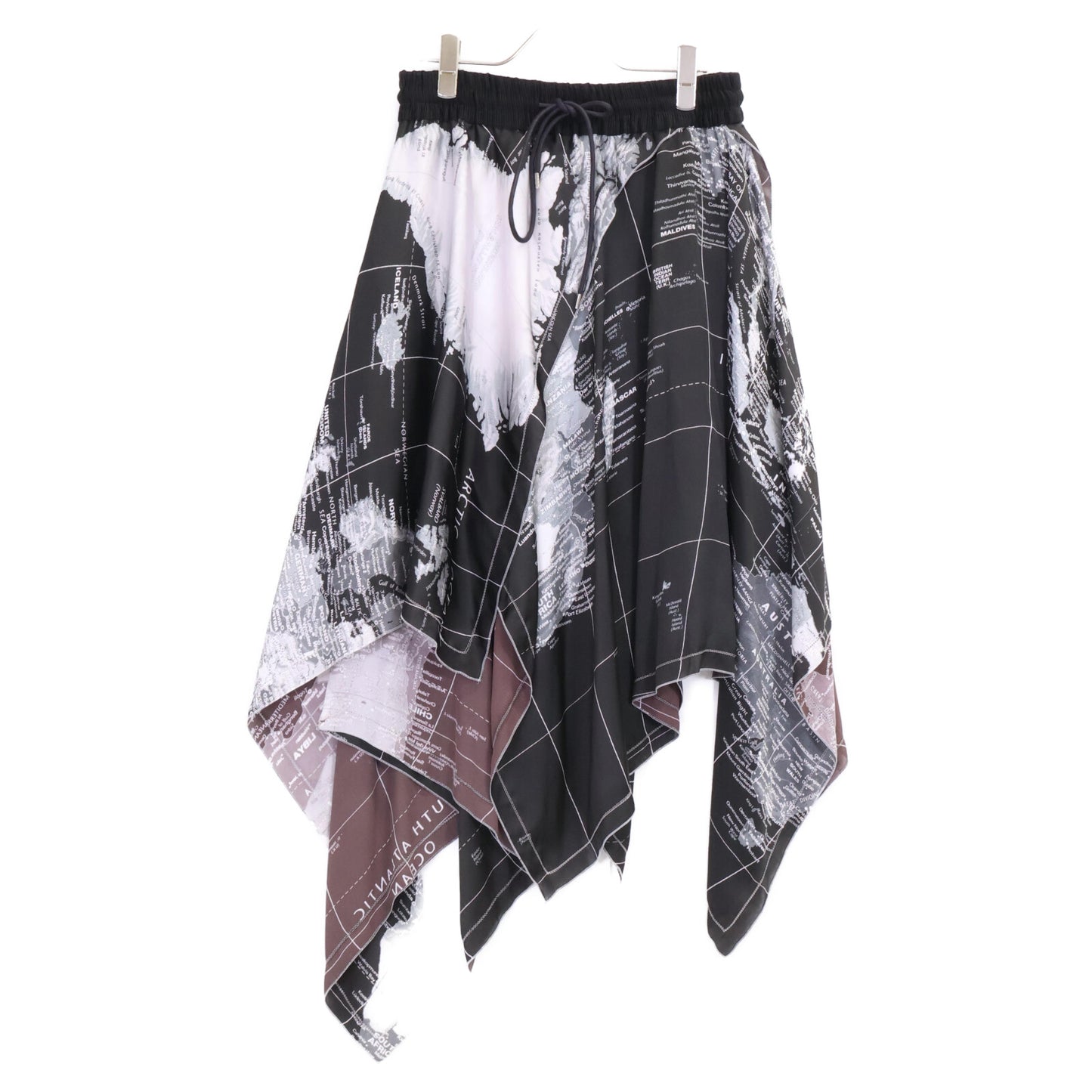 sacai サカイ 【美品】20-04990 ワールドマッププリント アシメントリー スカート 3