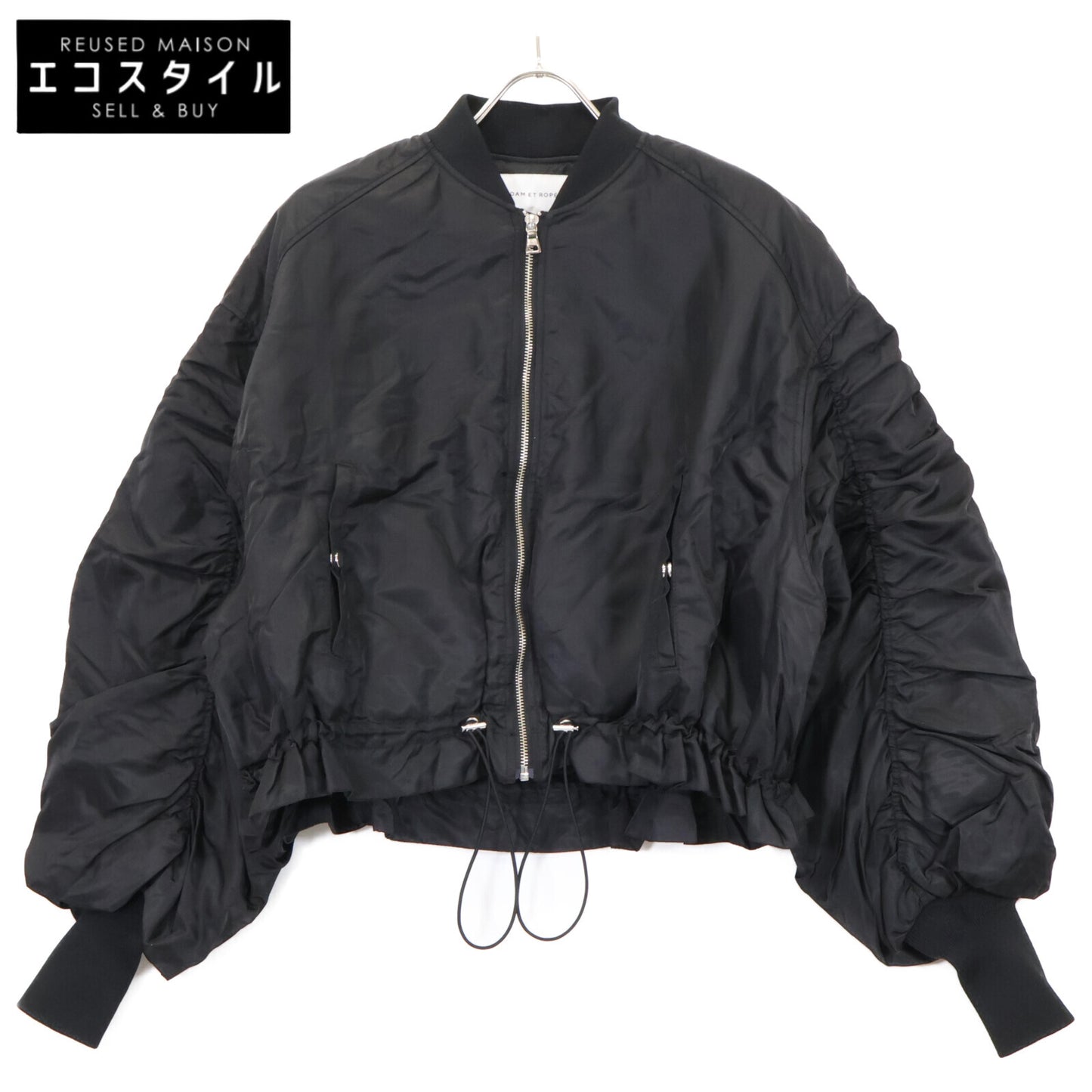 Adam et Rope アダムエロペ GAL-02000-A ﾌﾞﾗｯｸ ﾊﾟﾌｽﾘｰﾌﾞ MA-1 ｼﾞｬｹｯﾄ ジャケット Ｆ