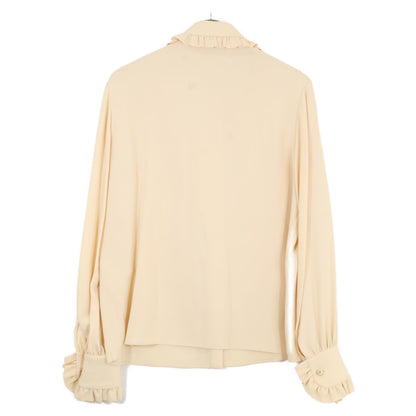 CELINE セリーヌ 2B395865C ﾍﾞｰｼﾞｭ系 ﾄﾘｵﾝﾌﾎﾞﾀﾝ ﾗｰｼﾞﾎﾞｳ付きﾌﾞﾗｳｽ トップス 40