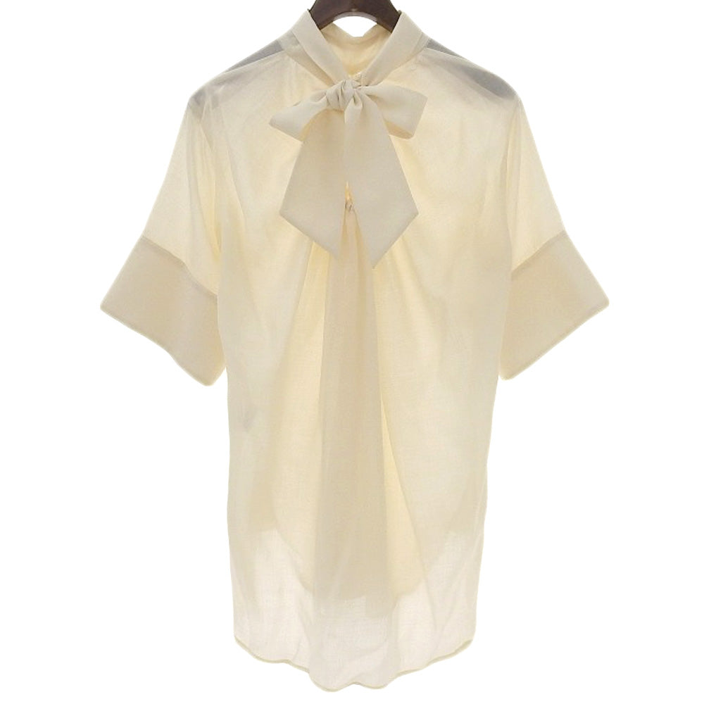 SATORU SASAKI サトルササキ 美品 SATORU SASAKI サトルササキ 半袖 ボウタイ シャーリングブラウス レディース アイボリー 1 SS23-SH03-103 トップス 1