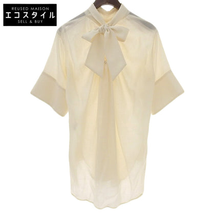 SATORU SASAKI サトルササキ 美品 SATORU SASAKI サトルササキ 半袖 ボウタイ シャーリングブラウス レディース アイボリー 1 SS23-SH03-103 トップス 1