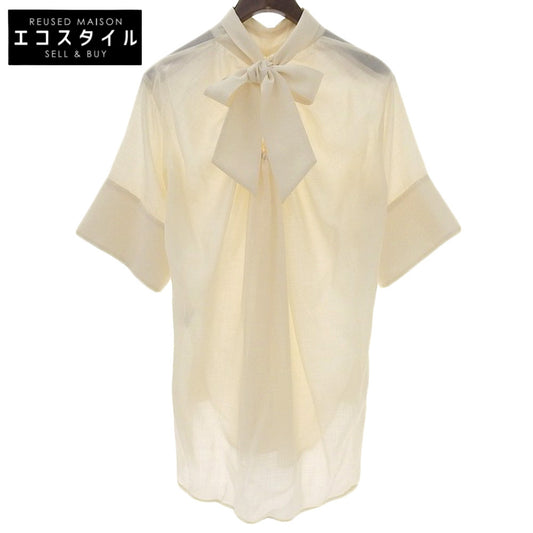 SATORU SASAKI サトルササキ 美品 SATORU SASAKI サトルササキ 半袖 ボウタイ シャーリングブラウス レディース アイボリー 1 SS23-SH03-103 トップス 1