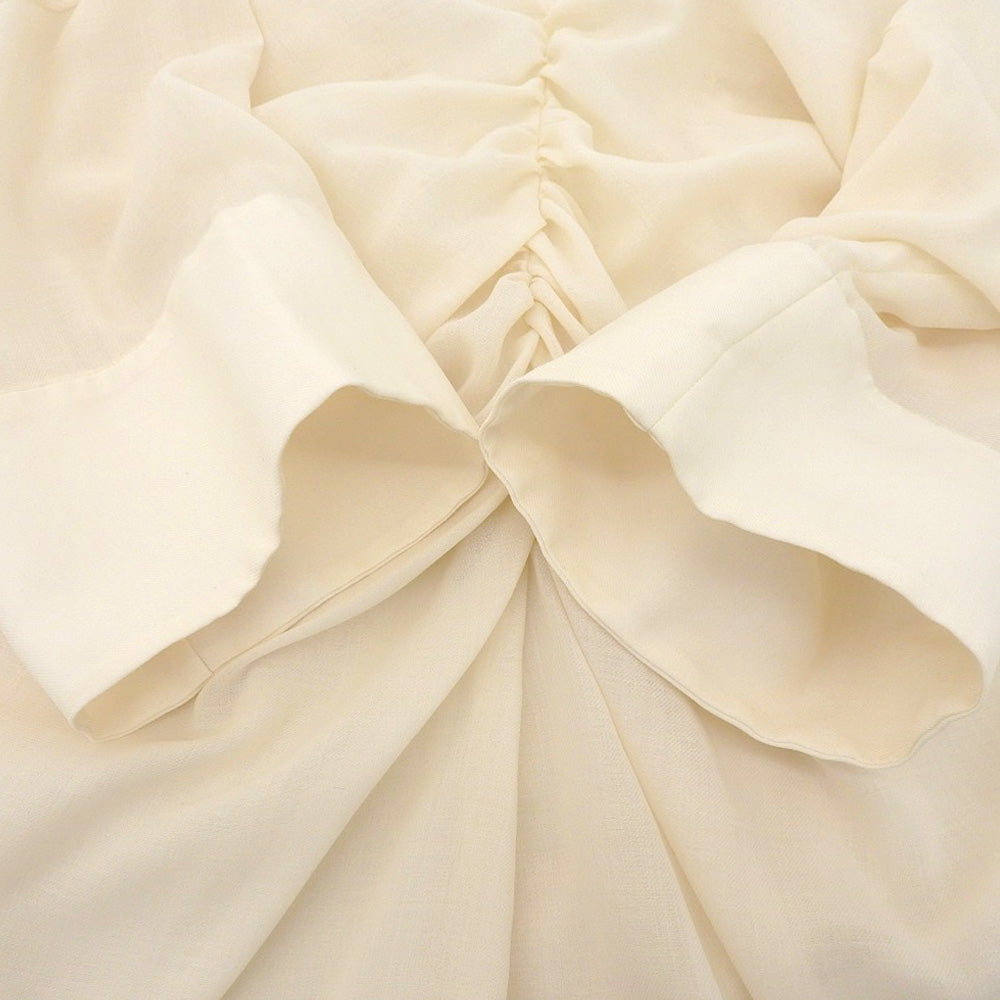 SATORU SASAKI サトルササキ 美品 SATORU SASAKI サトルササキ 半袖 ボウタイ シャーリングブラウス レディース アイボリー 1 SS23-SH03-103 トップス 1