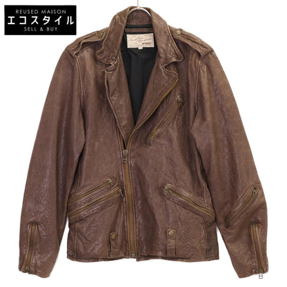 AVIREX アヴィレックス ブラウン 6151068 ラムスキン ウォッシュ加工 ダブルライダースジャケット ジャケット XL