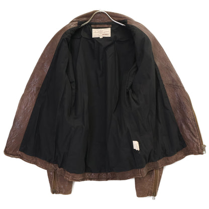 AVIREX アヴィレックス ブラウン 6151068 ラムスキン ウォッシュ加工 ダブルライダースジャケット ジャケット XL