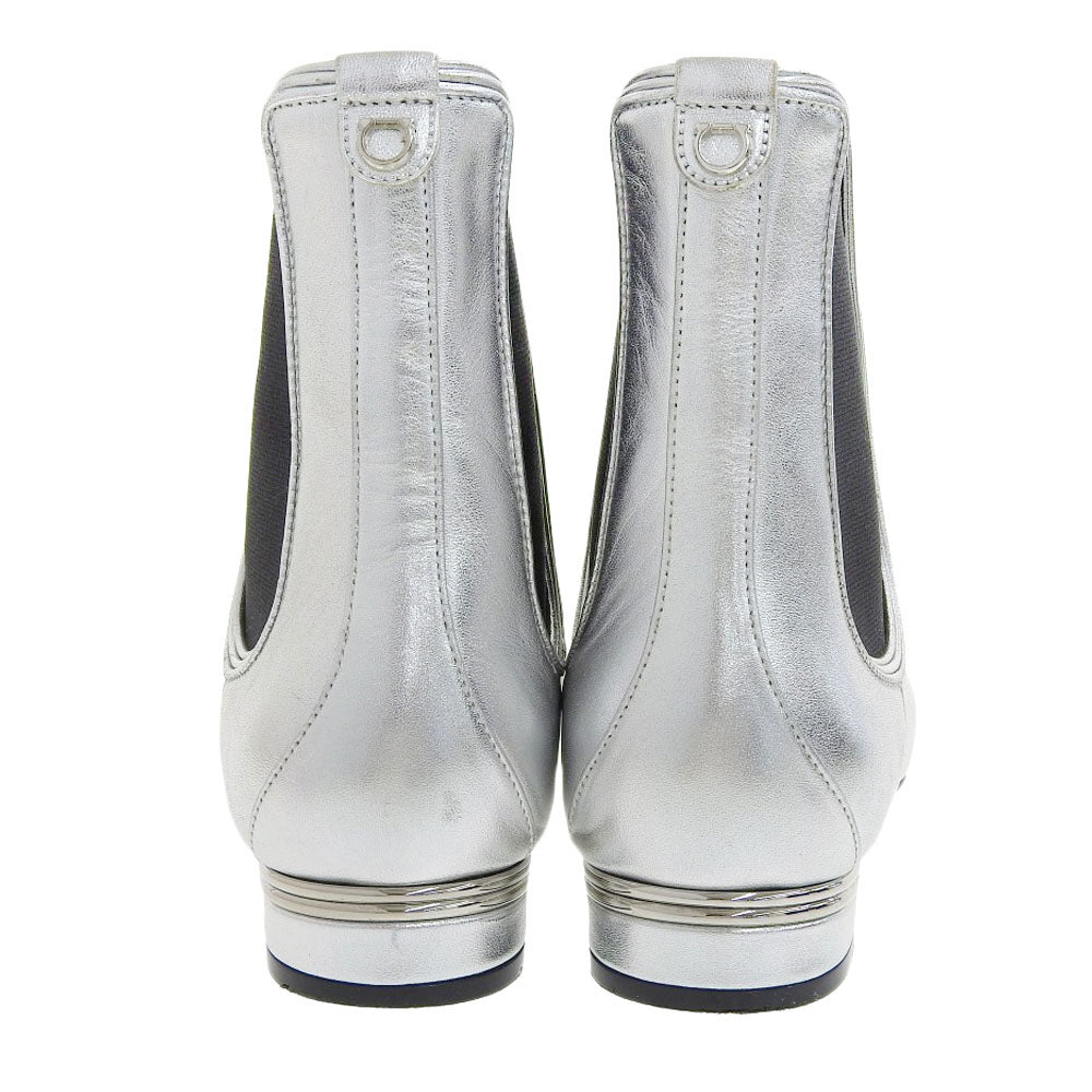 Salvatore Ferragamo サルヴァトーレフェラガモ ガンチーニ レザー サイドゴアブーツ シューズ レディース シルバー 6 シューズ 6