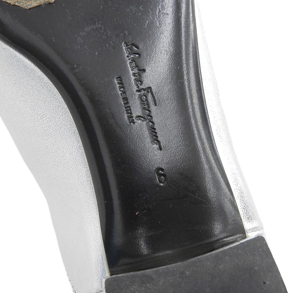 Salvatore Ferragamo サルヴァトーレフェラガモ ガンチーニ レザー サイドゴアブーツ シューズ レディース シルバー 6 シューズ 6