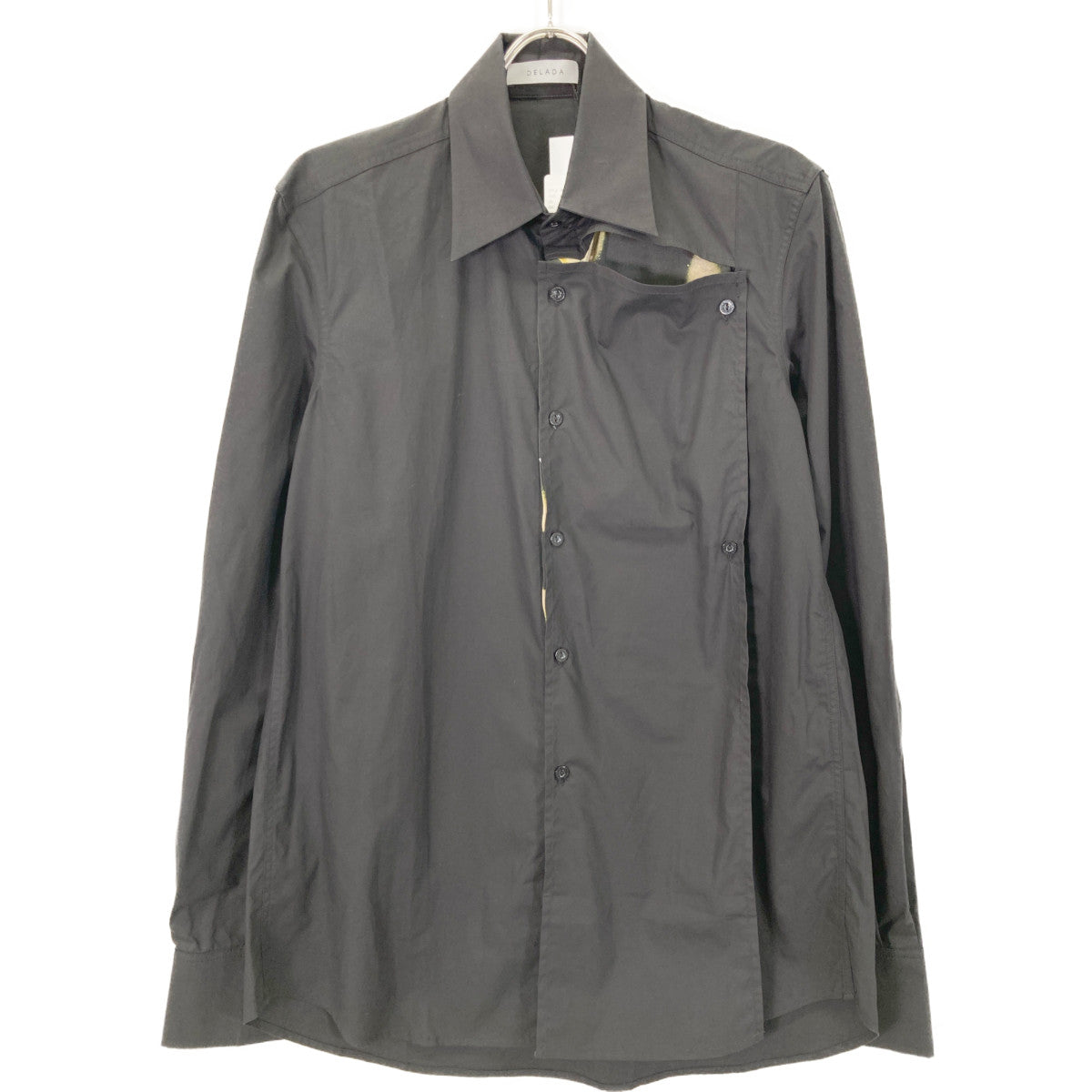delada デラダ ブラック コットン ドッキングデザインシャツ トップス L