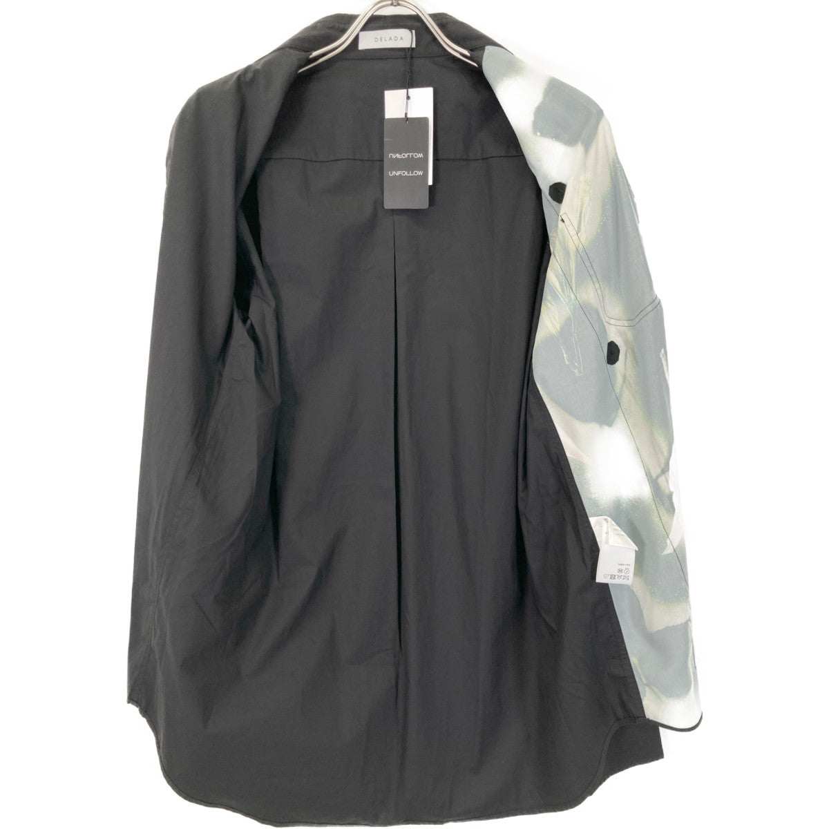 delada デラダ ブラック コットン ドッキングデザインシャツ トップス L