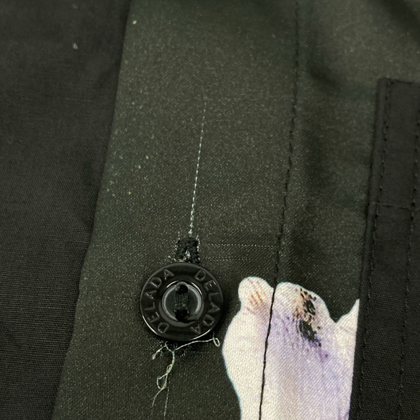 delada デラダ ブラック コットン ドッキングデザインシャツ トップス L