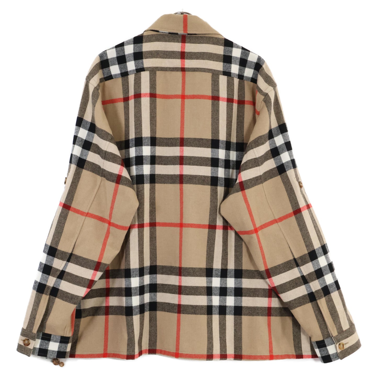 BURBERRY バーバリー 22AW ﾍﾞｰｼﾞｭ 8058584 ｳﾞｨﾝﾃｰｼﾞ ﾁｪｯｸ ﾎﾞﾀﾝ ﾌﾛﾝﾄ ｳｰﾙｼｬﾂ トップス XL