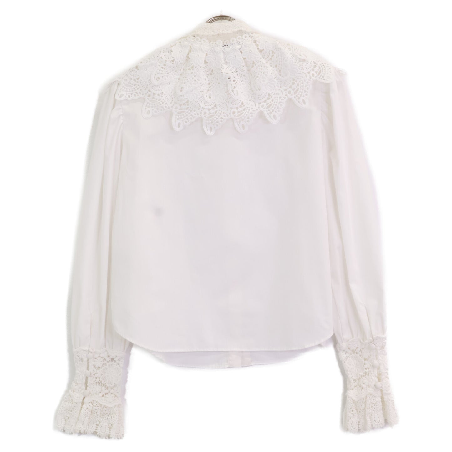 COEL コエル 181303069 ﾎﾜｲﾄ ﾚｰｽ刺繍 襟切り替えｼｬﾂ トップス F