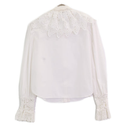 COEL コエル 181303069 ﾎﾜｲﾄ ﾚｰｽ刺繍 襟切り替えｼｬﾂ トップス F