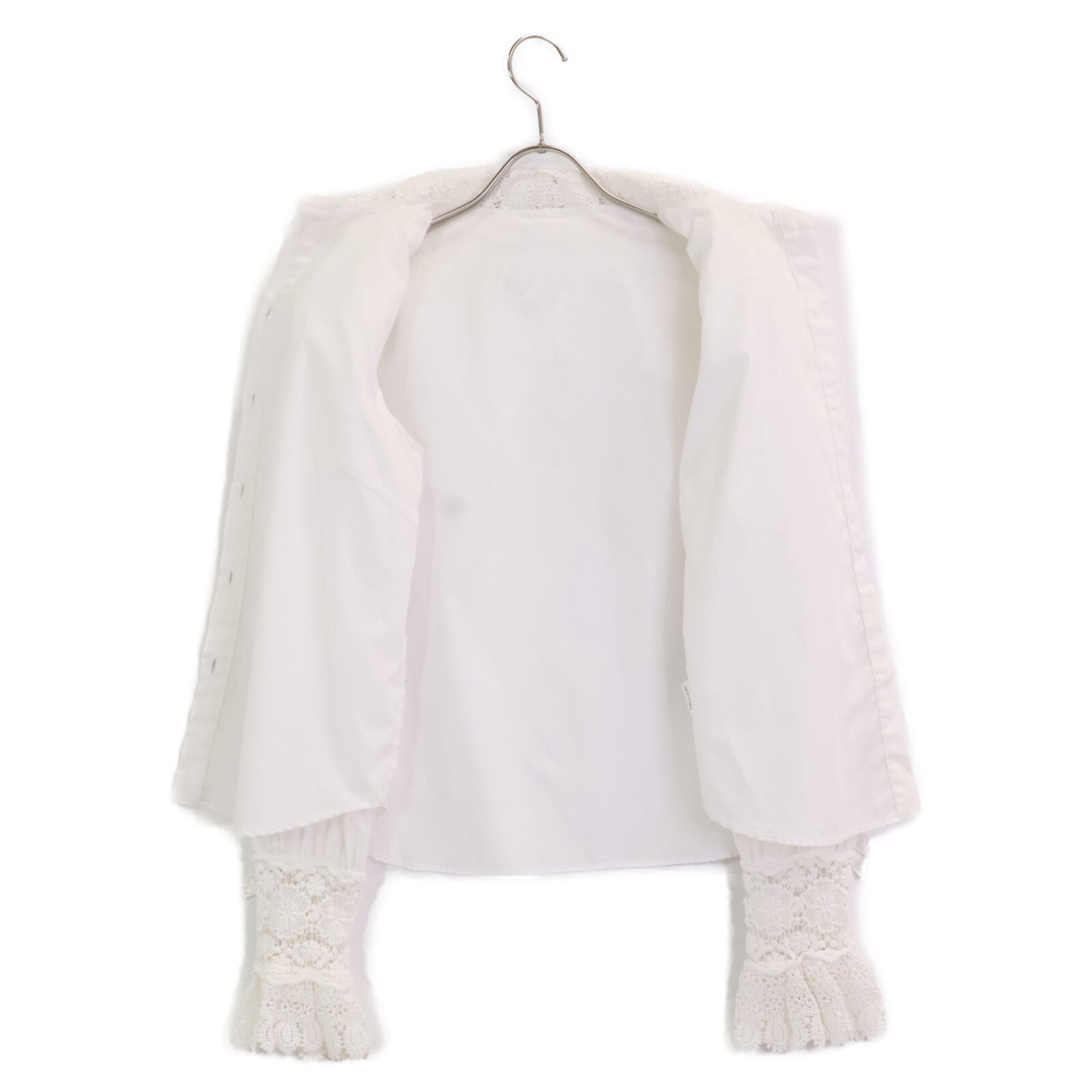 COEL コエル 181303069 ﾎﾜｲﾄ ﾚｰｽ刺繍 襟切り替えｼｬﾂ トップス F