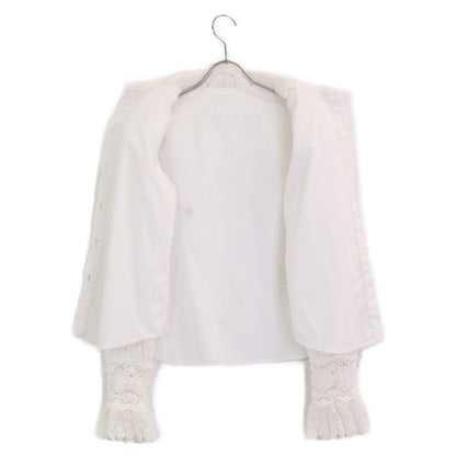 COEL コエル 181303069 ﾎﾜｲﾄ ﾚｰｽ刺繍 襟切り替えｼｬﾂ トップス F