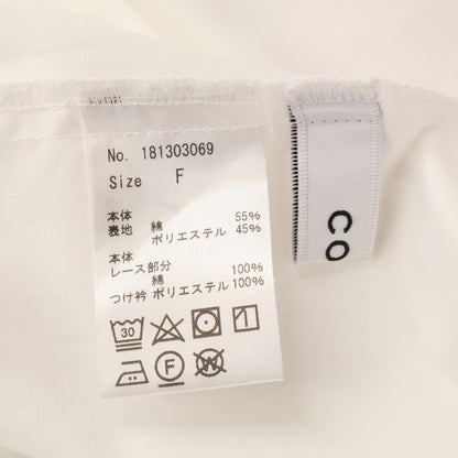 COEL コエル 181303069 ﾎﾜｲﾄ ﾚｰｽ刺繍 襟切り替えｼｬﾂ トップス F