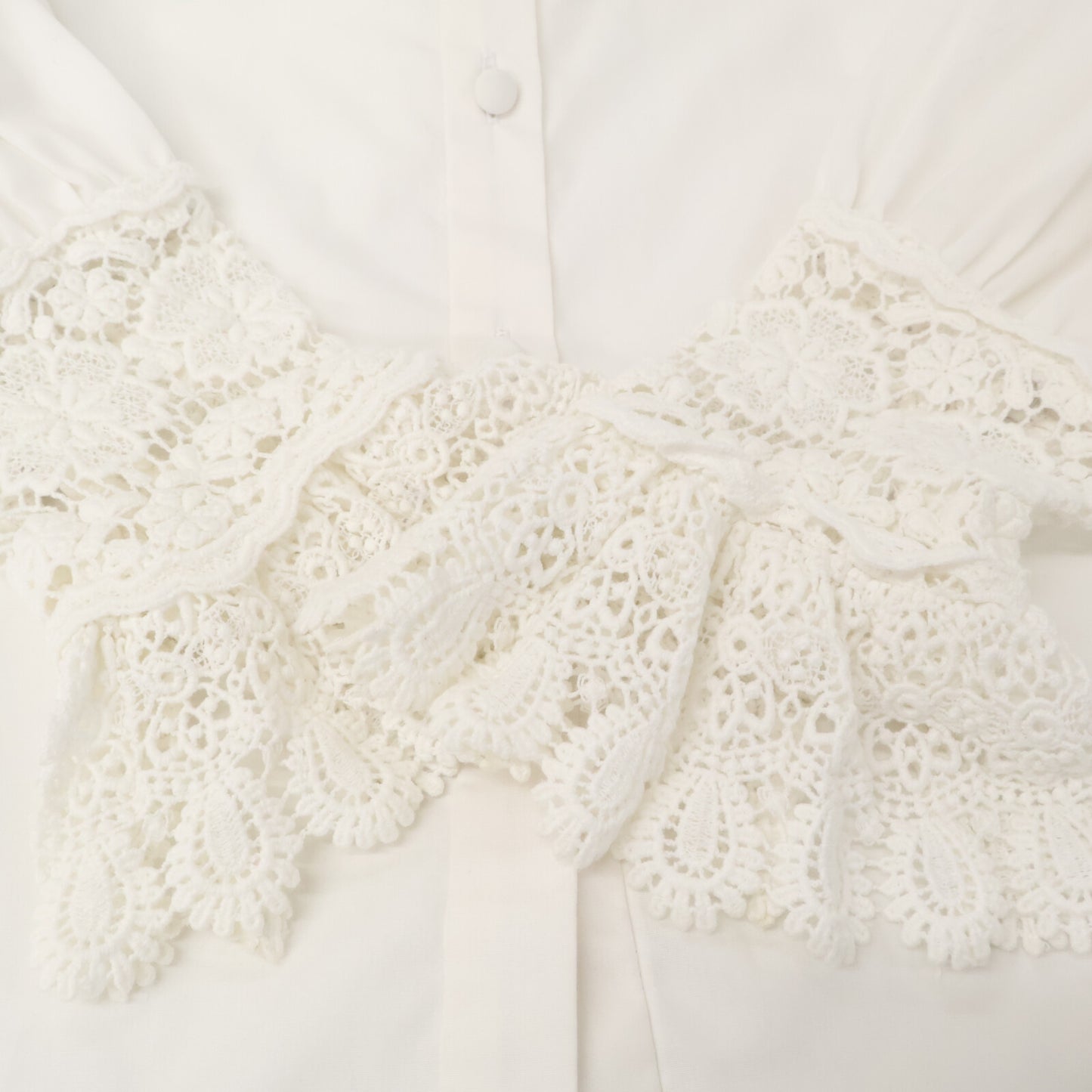 COEL コエル 181303069 ﾎﾜｲﾄ ﾚｰｽ刺繍 襟切り替えｼｬﾂ トップス F