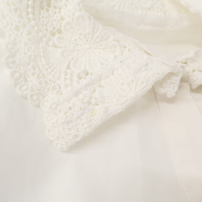 COEL コエル 181303069 ﾎﾜｲﾄ ﾚｰｽ刺繍 襟切り替えｼｬﾂ トップス F