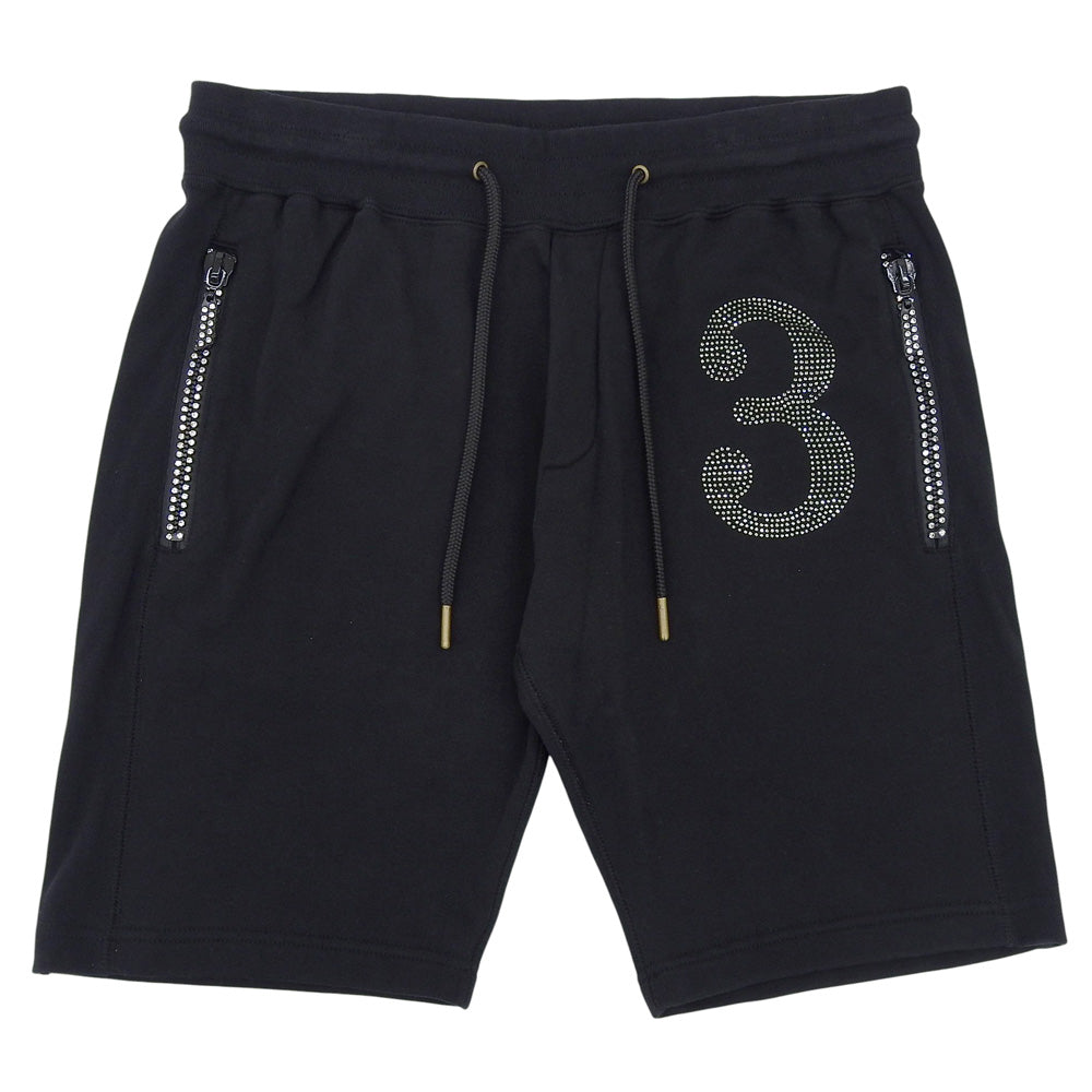 1piu1uguale3 ウノピゥウノウグァーレトレ 美品 コットン スタッズ ショートパンツ ボトムス メンズ ブラック L ボトムス L