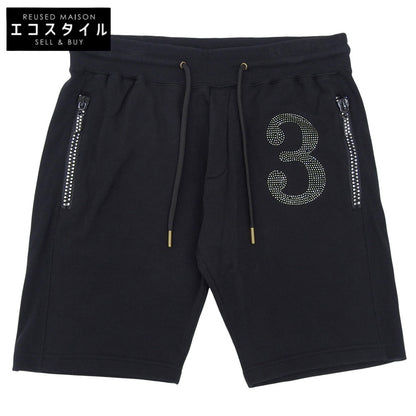 1piu1uguale3 ウノピゥウノウグァーレトレ 美品 コットン スタッズ ショートパンツ ボトムス メンズ ブラック L ボトムス L