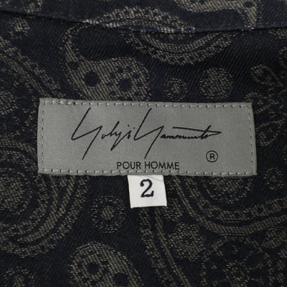 Yohji Yamamoto POUR HOMME ヨウジヤマモトプールオム 23AW HJ-B43-008 R-JQ ｲﾝｸ染め裾ﾌﾘﾝｼﾞ ﾍﾟｲｽﾞﾘｰ ｼｬﾂ トップス 2