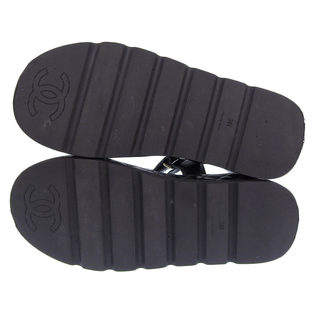 CHANEL シャネル メティエダールコレクション レザー ココマーク マトラッセ フラットフォーム ベルクロ サンダル レディース 22A G39143 パンプス 38