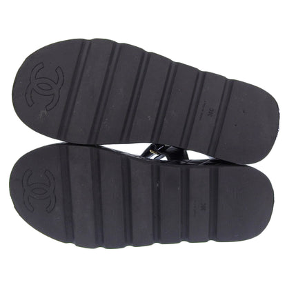 CHANEL シャネル メティエダールコレクション レザー ココマーク マトラッセ フラットフォーム ベルクロ サンダル レディース 22A G39143 パンプス 38