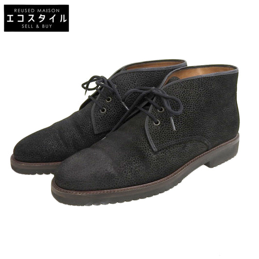 Salvatore Ferragamo サルヴァトーレフェラガモ 美品 STUDIO ALPINE スピリットスエード ビブラムソール チャッカブーツ メンズ 黒 6EE シューズ 6EE