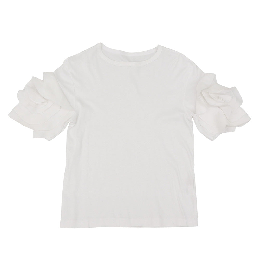 cygne シーニュ 美品 スリーブフラワーデザイン ztシャツ コットン トップス レディース ホワイト FREE CYJ-T006 トップス FREE