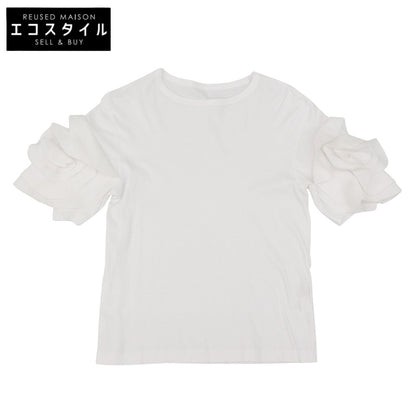 cygne シーニュ 美品 スリーブフラワーデザイン ztシャツ コットン トップス レディース ホワイト FREE CYJ-T006 トップス FREE