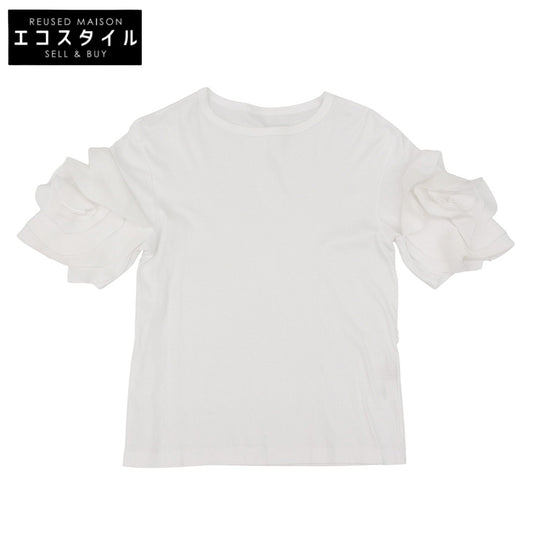 cygne シーニュ 美品 スリーブフラワーデザイン ztシャツ コットン トップス レディース ホワイト FREE CYJ-T006 トップス FREE