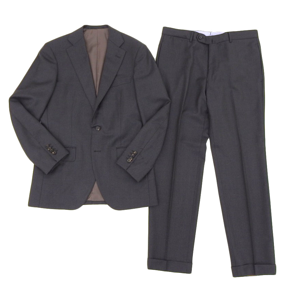 TOMORROWLAND トゥモローランド 美品 ゼニア生地 3ボタン段返り スーツ メンズ ダークグレー系 68065506001 スーツ セットアップ ―